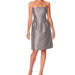 Alfred Sung Quarry Dupioni Strapless Cocktail Dress with Pockets Women's Size 0